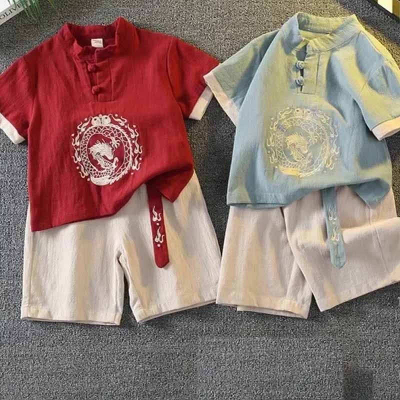 Baby Clothing Embroidery - Traditionele kinderkleding Korte mouwen Shorts Pak