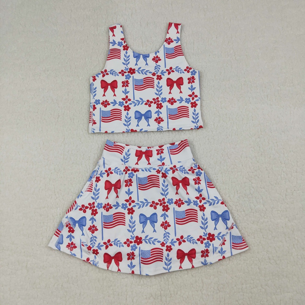 Baby Yoga Clothing - Groothandel Peuter Vlaggen Strikjes Shirt Rok
