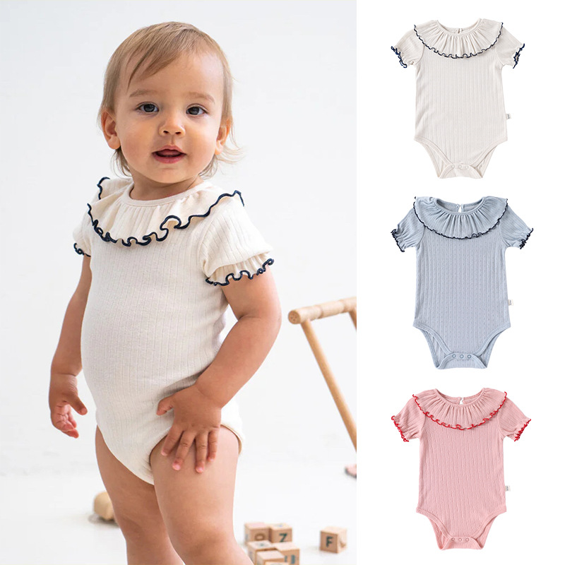 Baby Clothing Layers - Zomerse driehoekige bodysuit voor babymeisjes, puur