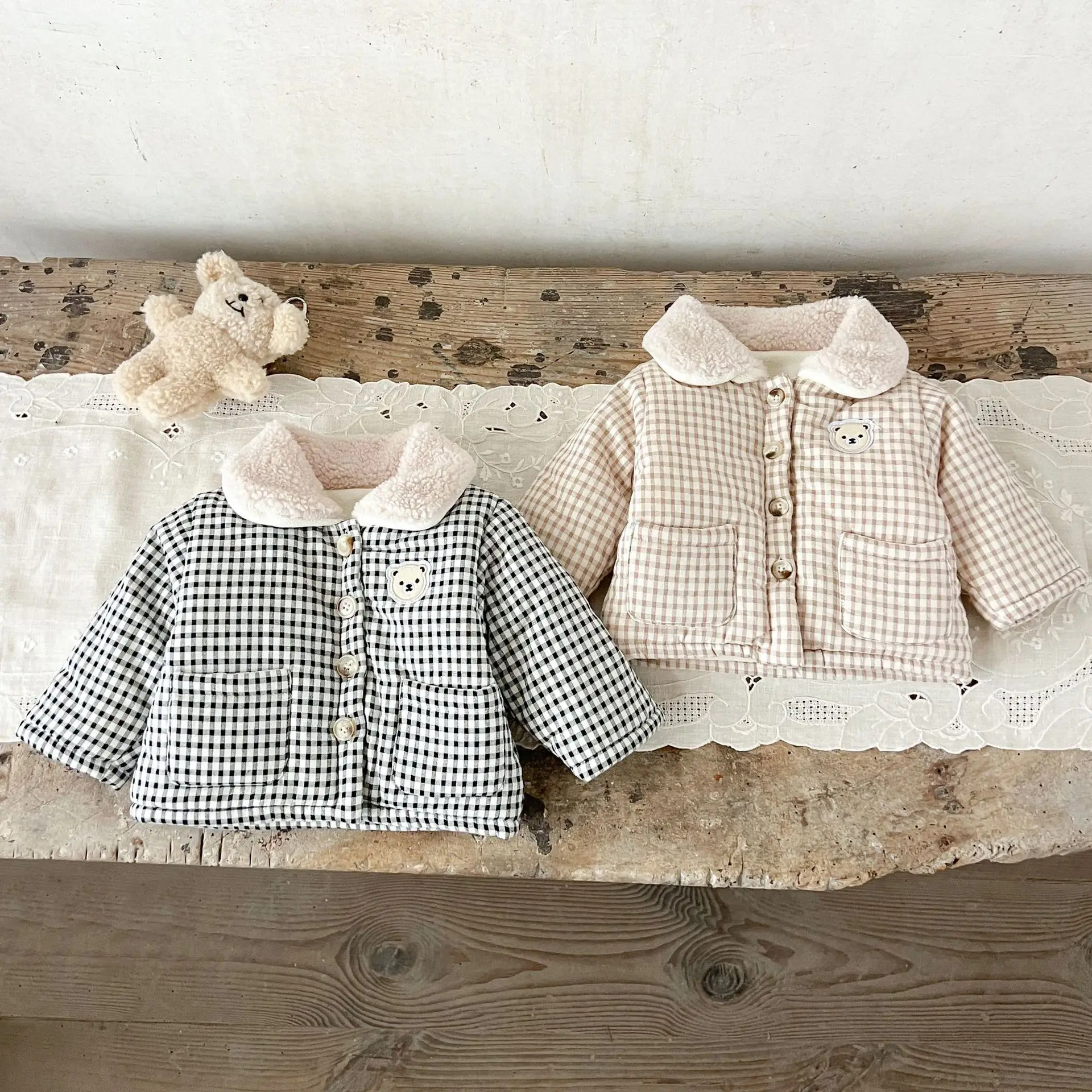 Baby Clothing Embroidery - LILIGIRL Winterkleding voor babymeisjes Geruite jas