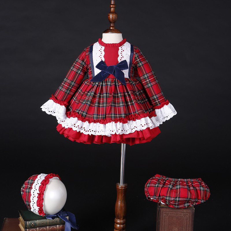 Baby Xmas Clothing - Babymeisje Herfst Winter Kerst Rode Plaid